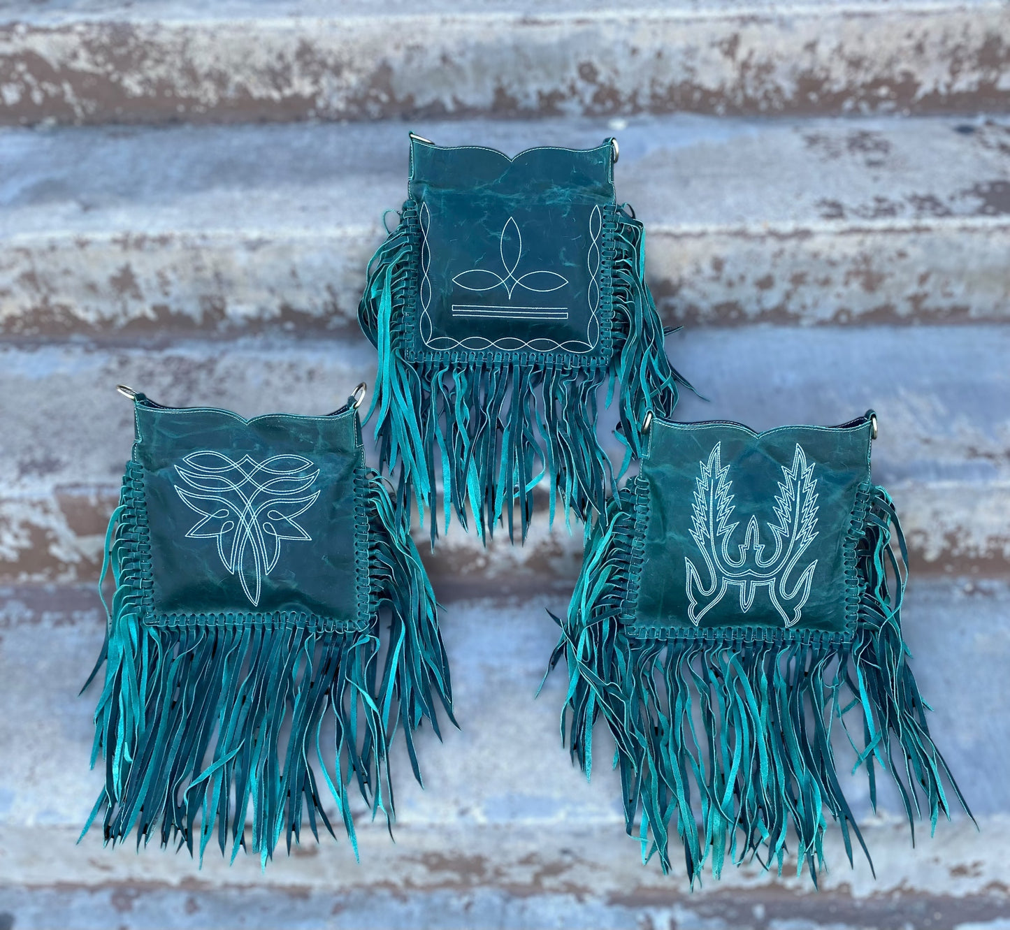 Beck Emerald Leather Crossbody Fringe