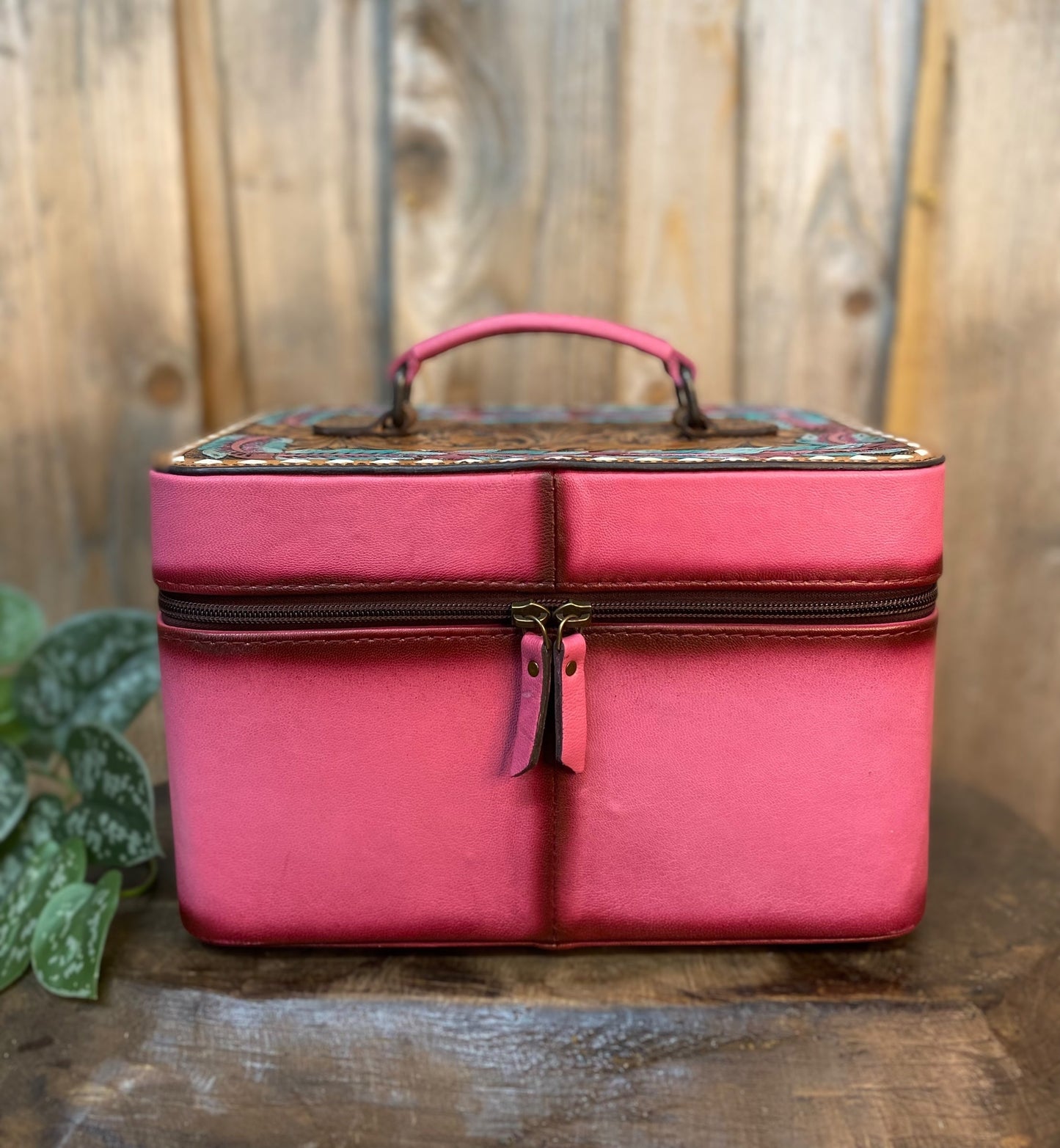 Pink Feathers Leather Jewelry Box