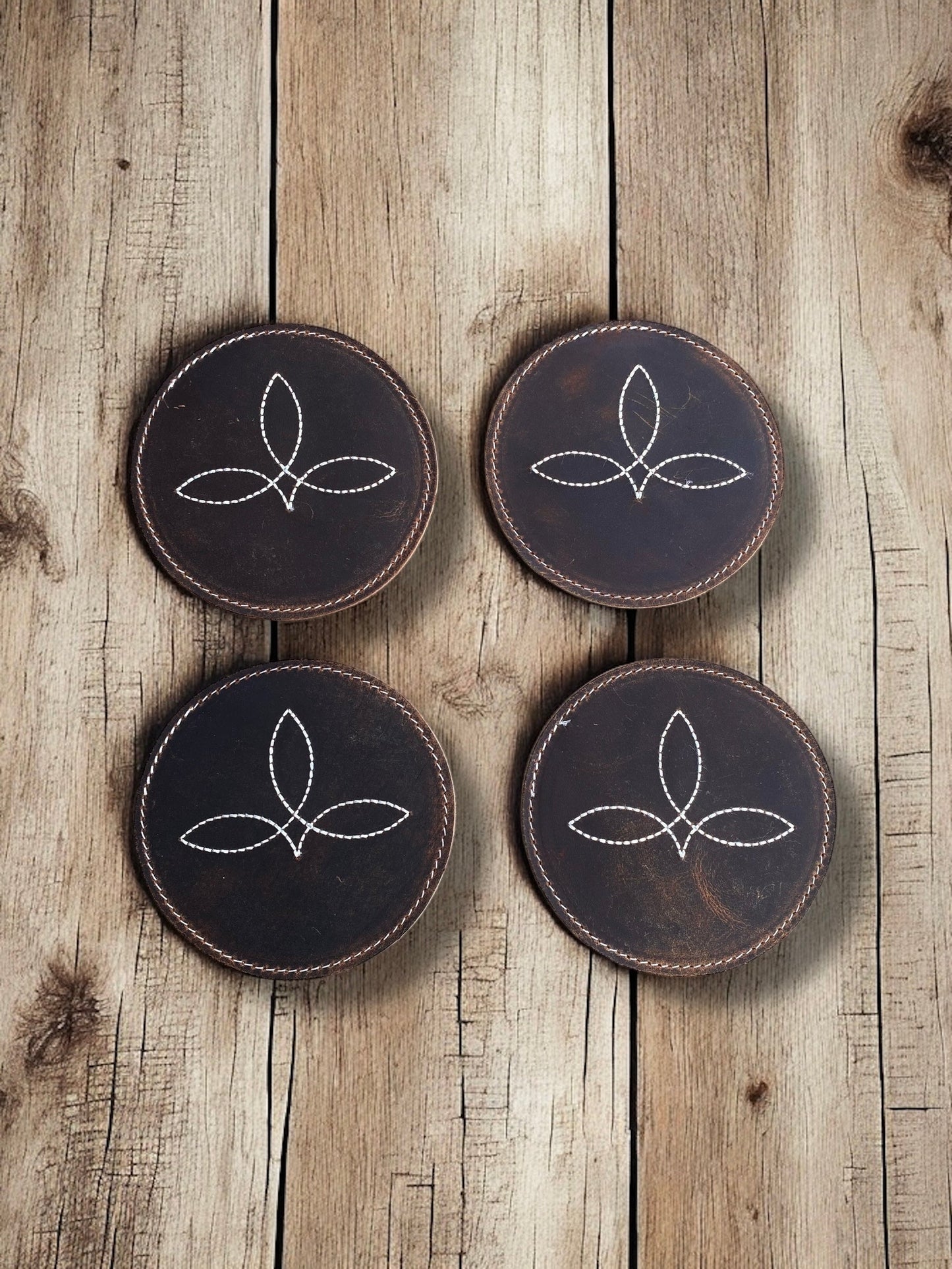 BootStitch Tooled Leather Coasters - 4pc