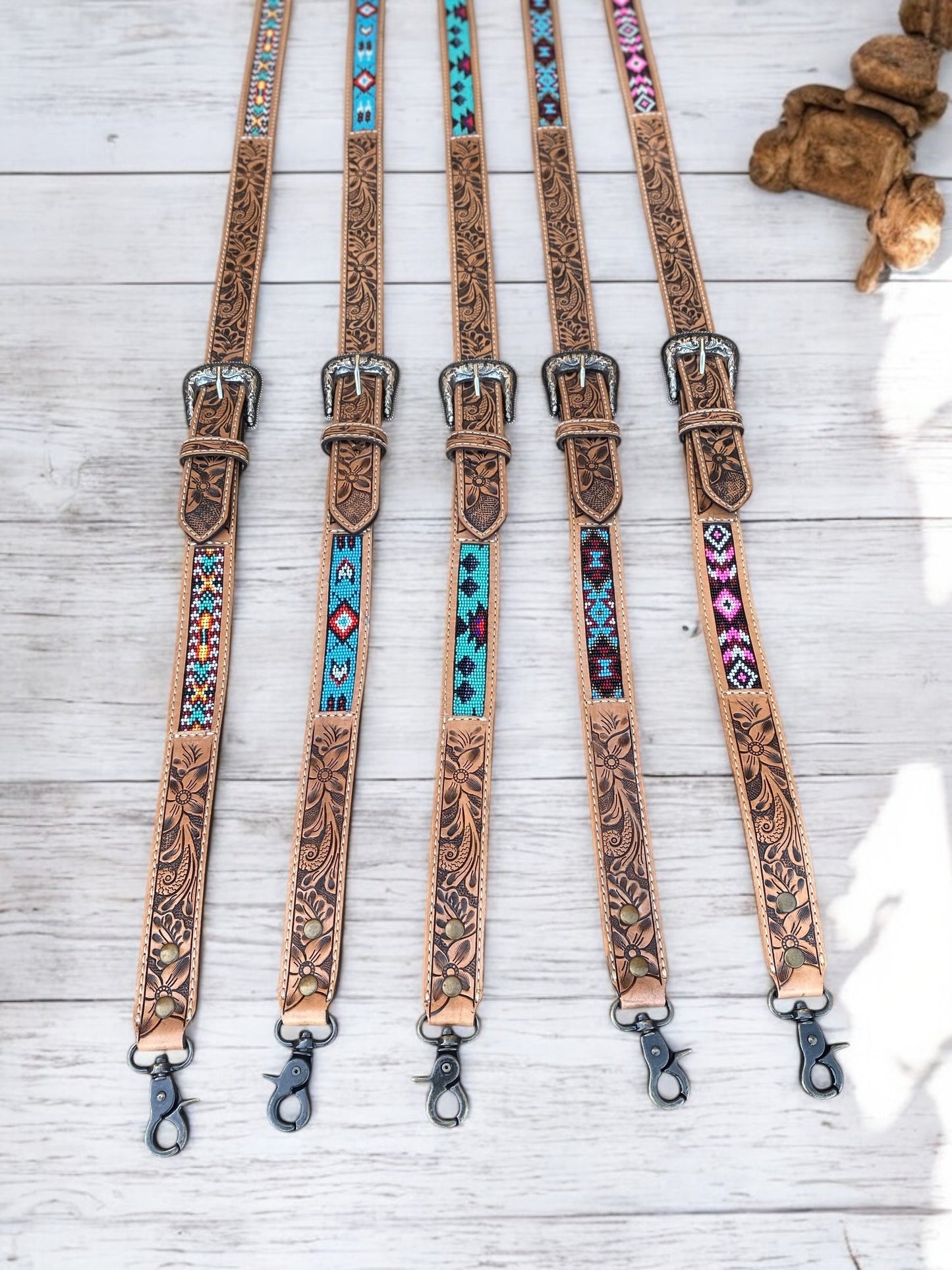 Beaded Western Strap - Turquoise Aztec 2