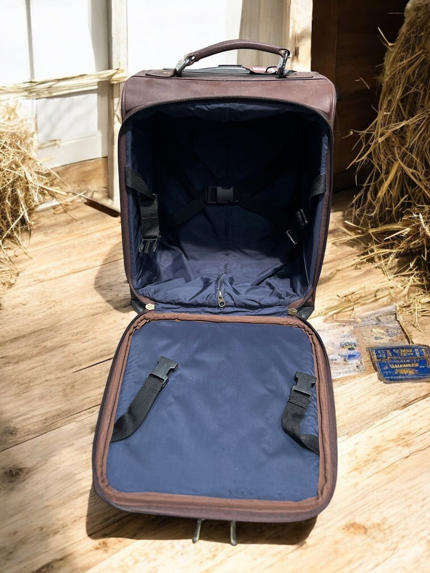 Medium Cowhide & Leather Rolling Suitcase