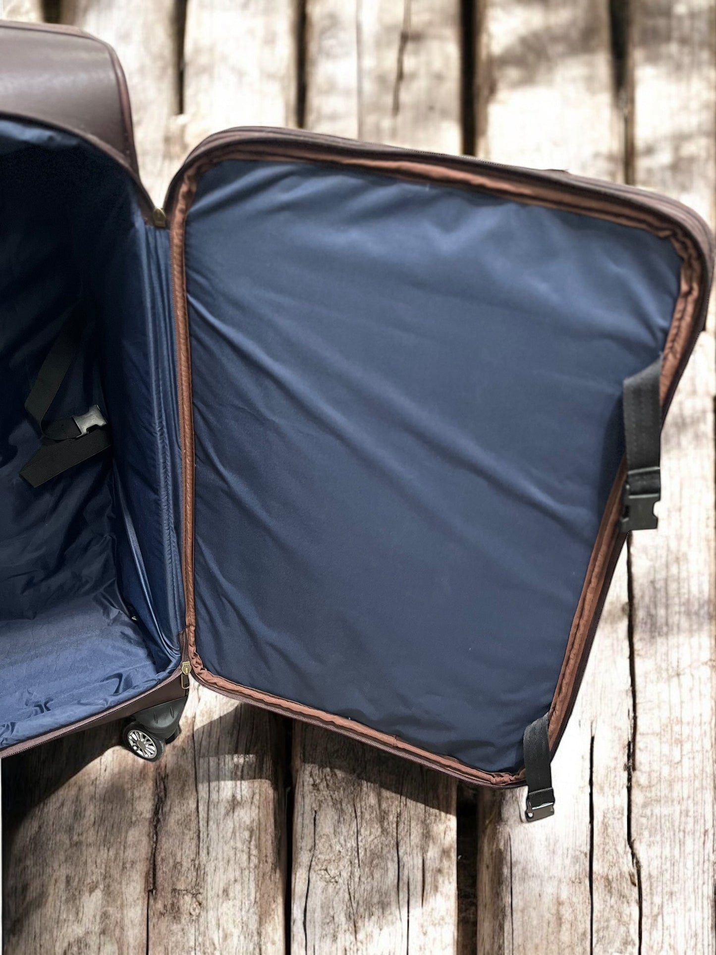 Large Cowhide & Leather Rolling Suitcase