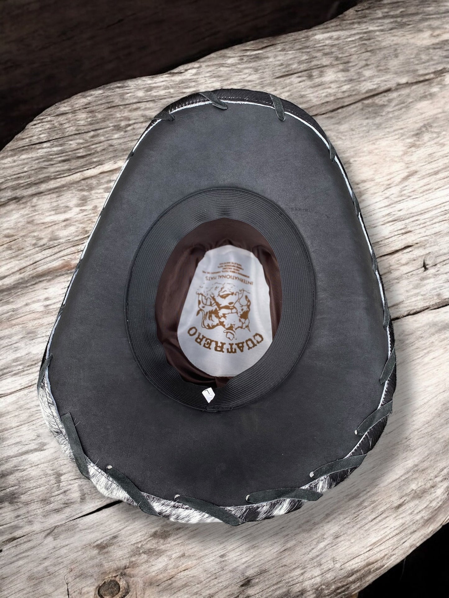 Medium Western Black Cowhide & Genuine Leather Hat