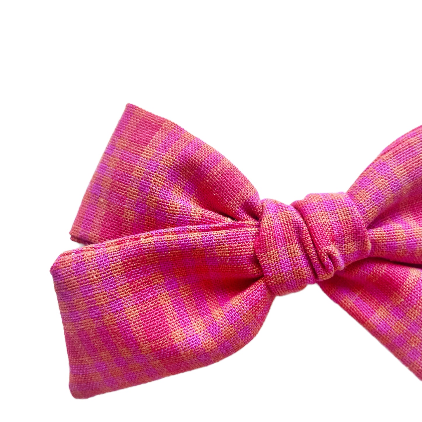 Vintage Red, Pink, & Orange Plaid Roosevelt Bow