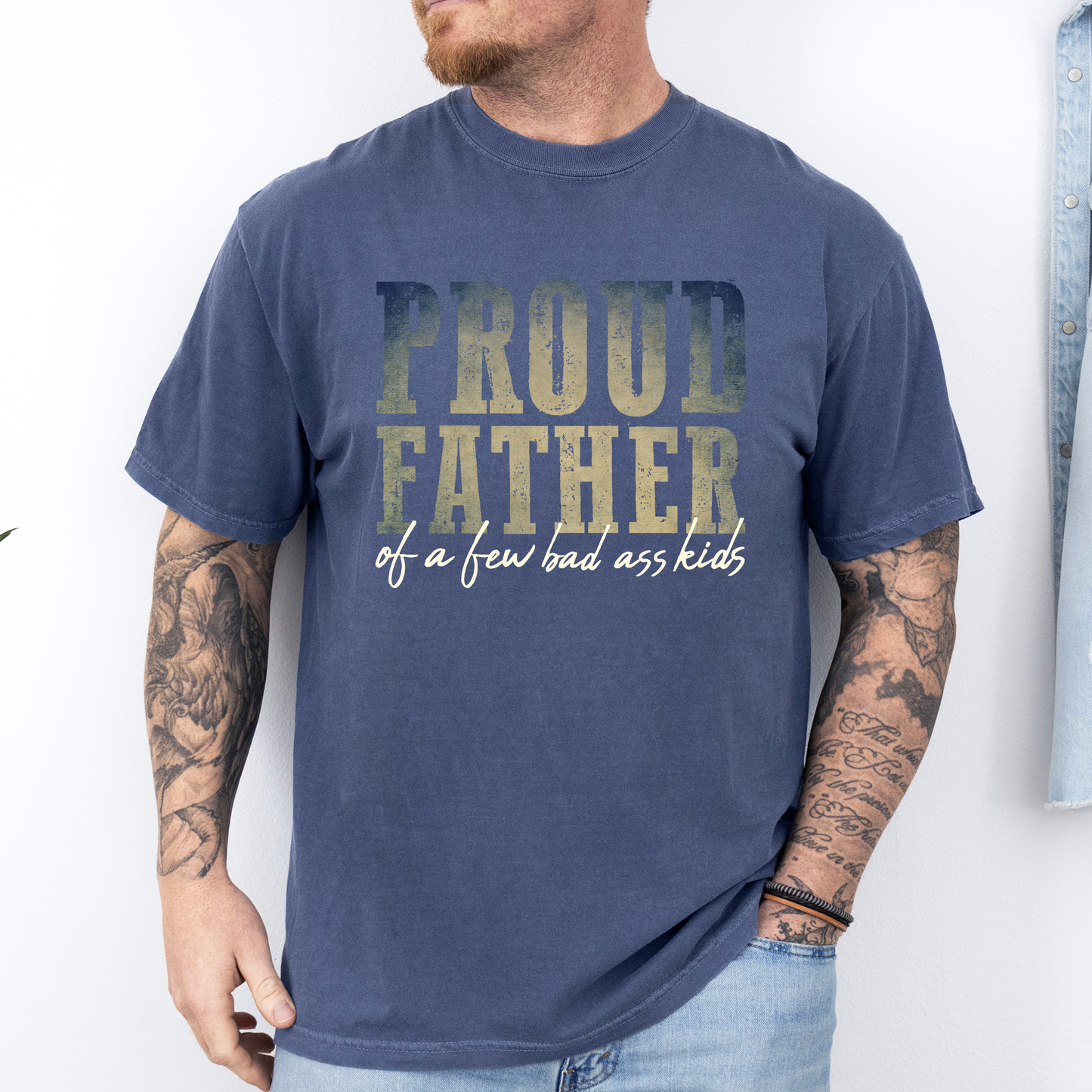 Proud Father Of A Few Bad Ass Kids, Dad, Father's Day, Boyfriend, Husband, Brother, Guy Gift, Comfort Colors T-Shirt