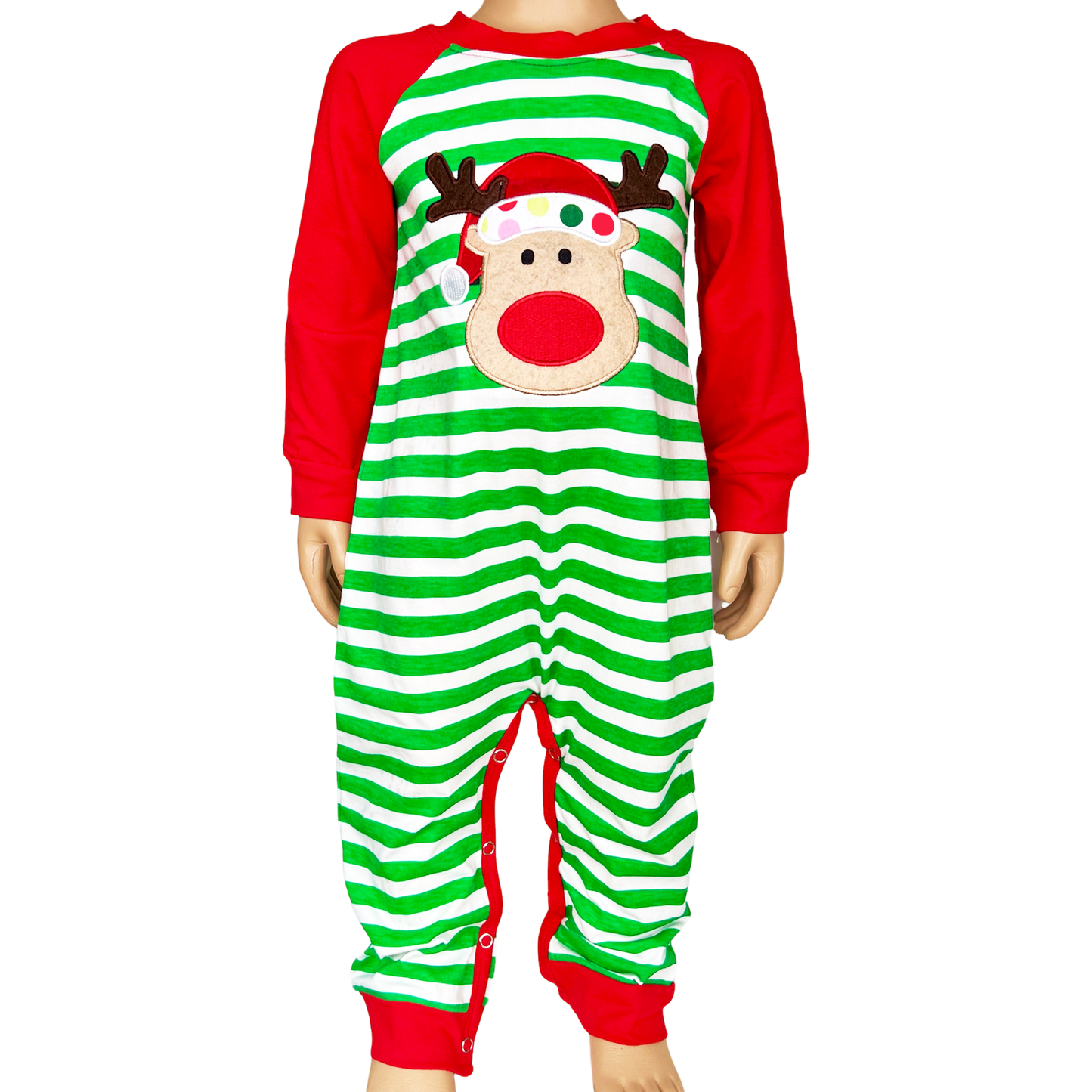 AnnLoren Baby Toddler Boys Unisex Long Sleeve Rudolf the Reindeer Christmas Romper