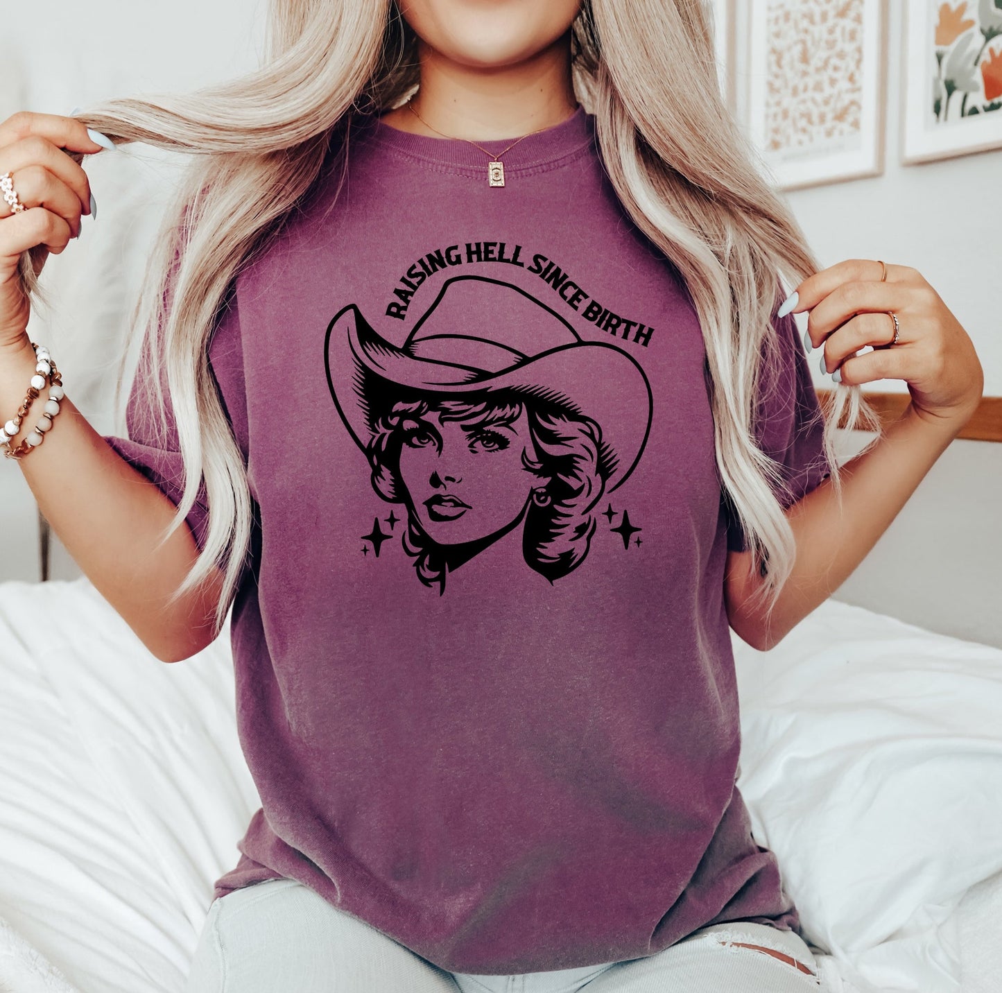 Raising Hell Since Birth, Cowgirl, Cowgirl, Sassy, Tshirt Comfort Colors T-Shirt