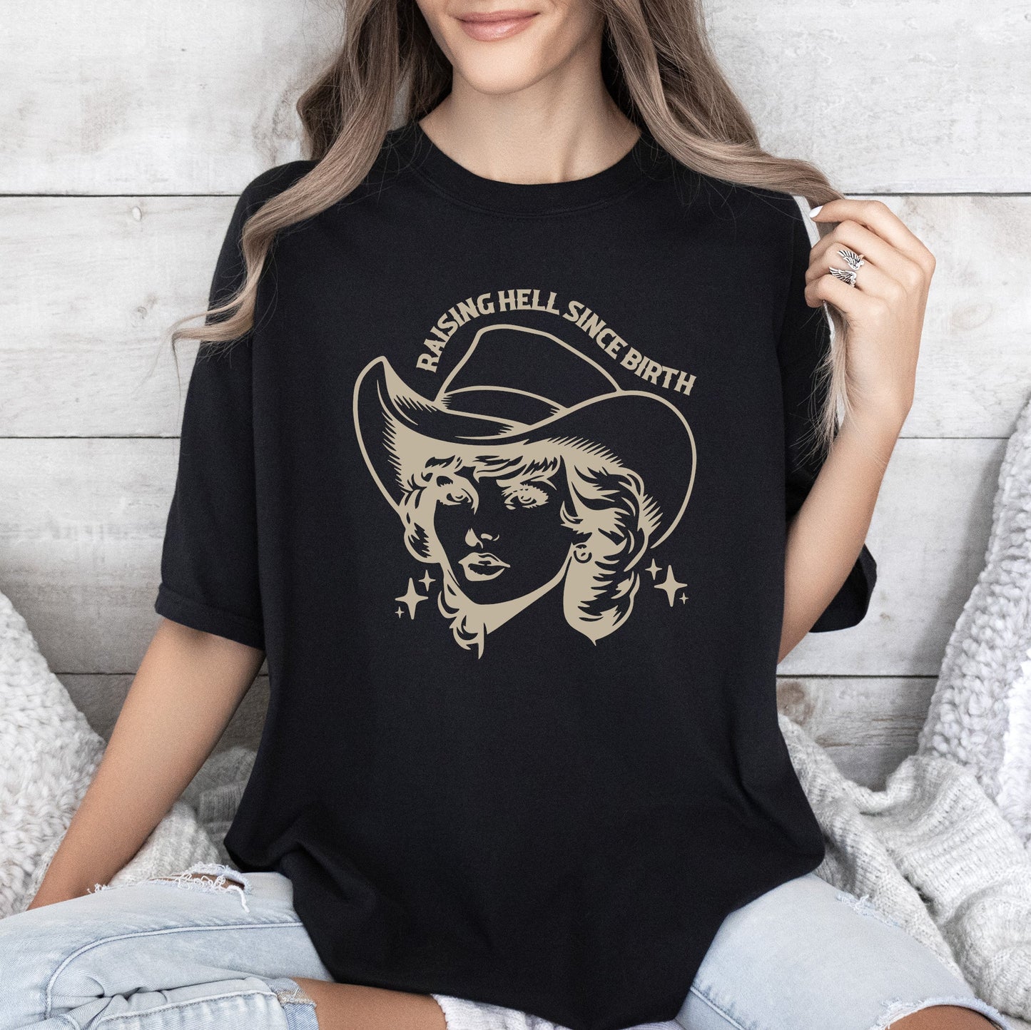 Raising Hell Since Birth, Cowgirl, Cowgirl, Sassy, Tshirt Comfort Colors T-Shirt