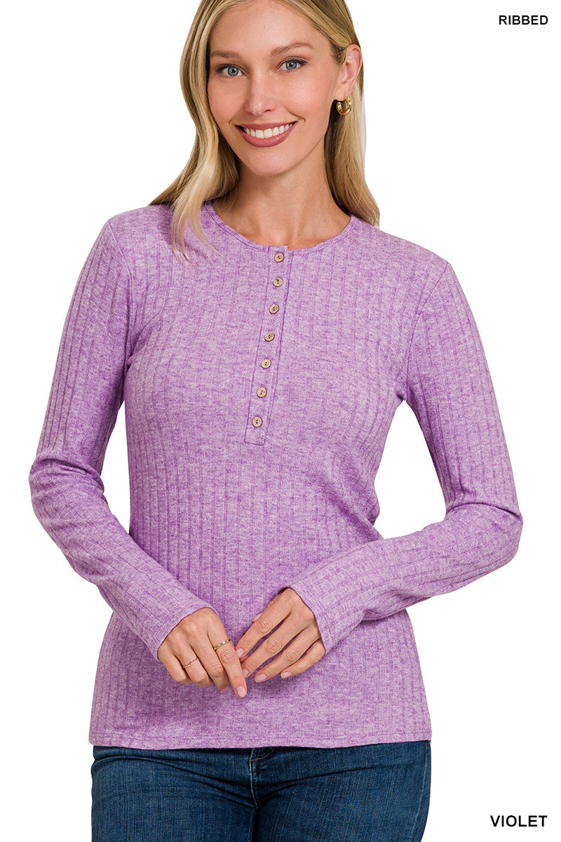 Zenana Women’s Ribbed Long Sleeve Button Down Top – Soft Fitted Layering Shirt