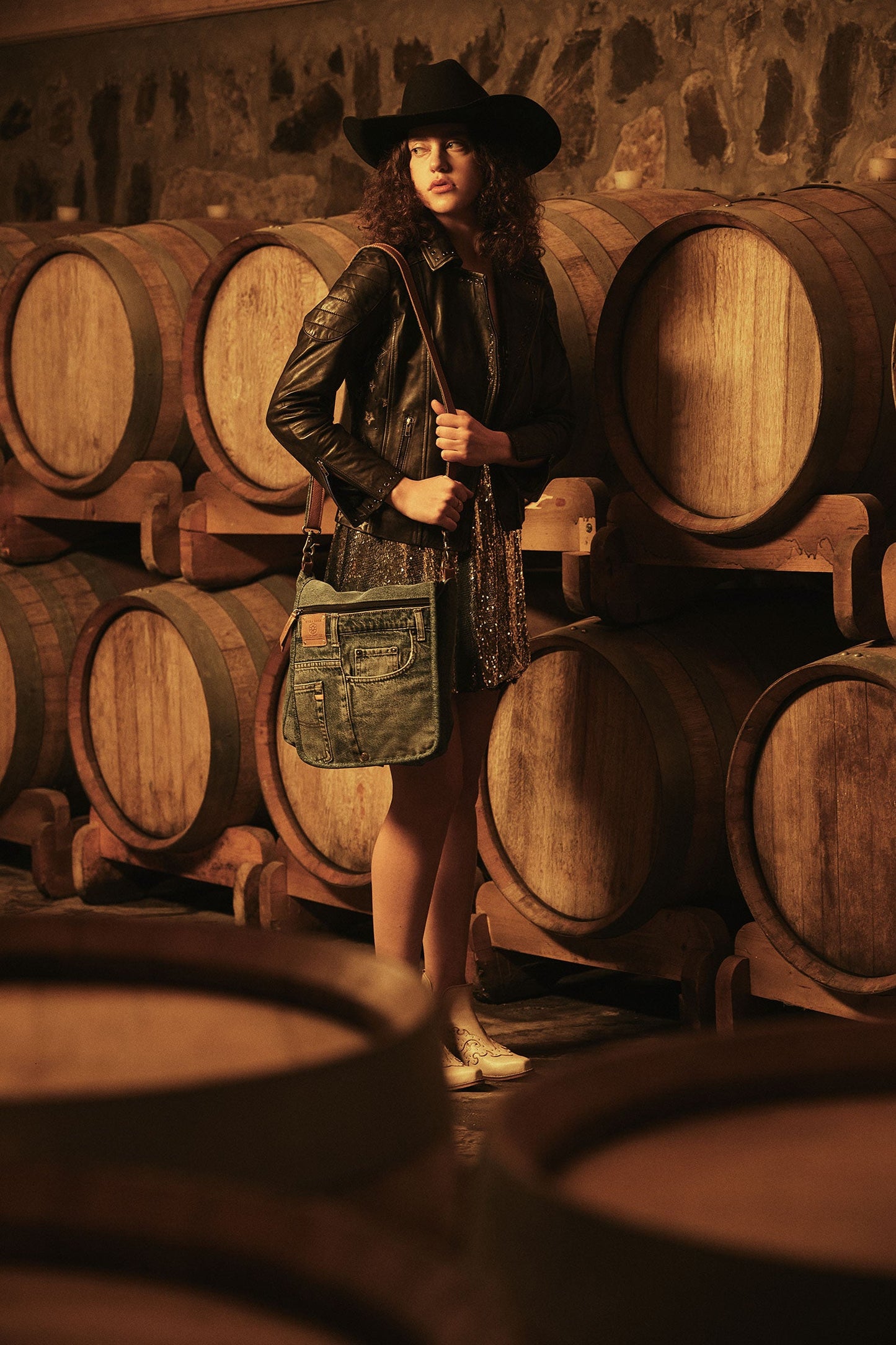 Myra Ashley Adventure Crossbody Bag – Upcycled Denim with Leather Accents