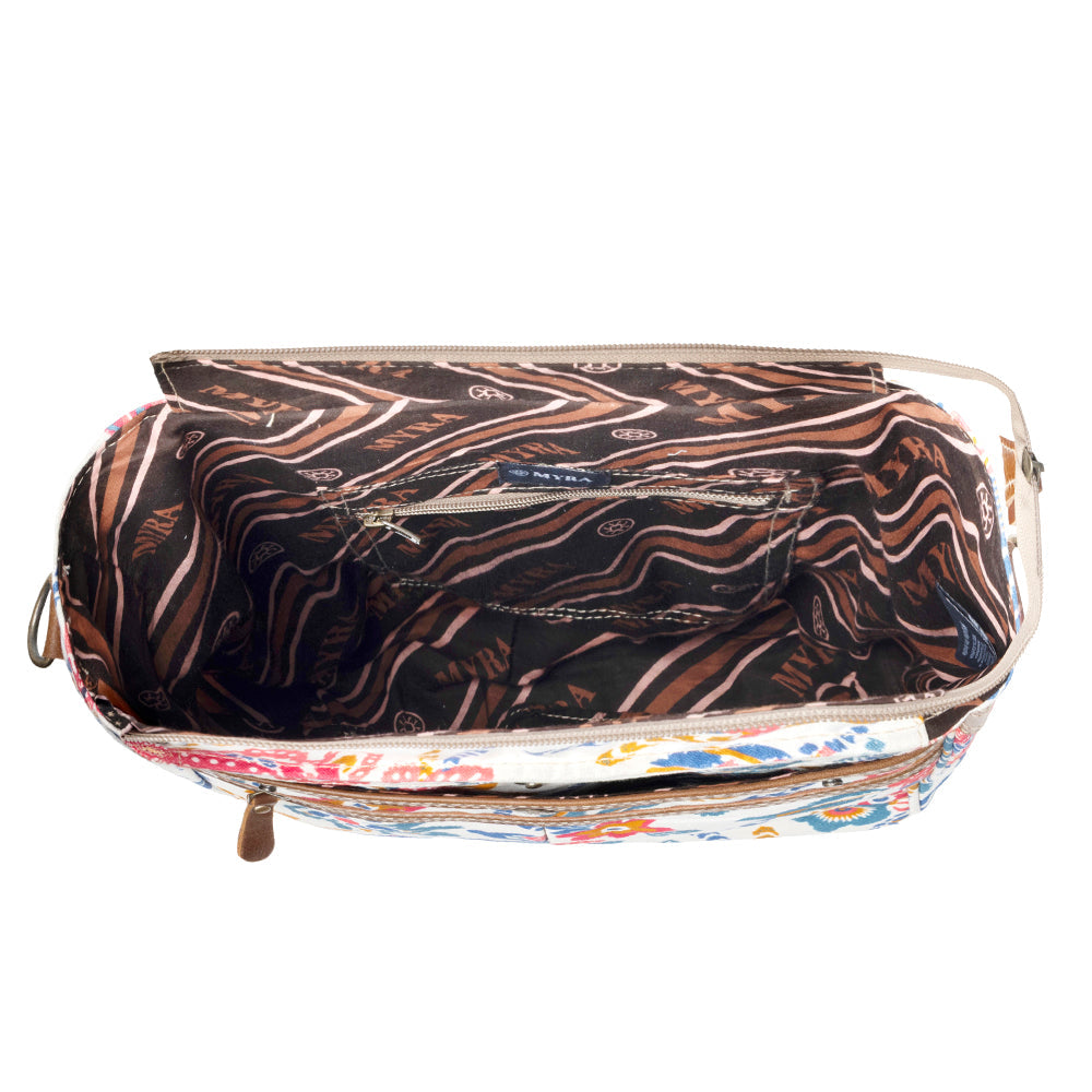 Myra Folkflora upcycled canvas concealed Carry Bag for Women in white