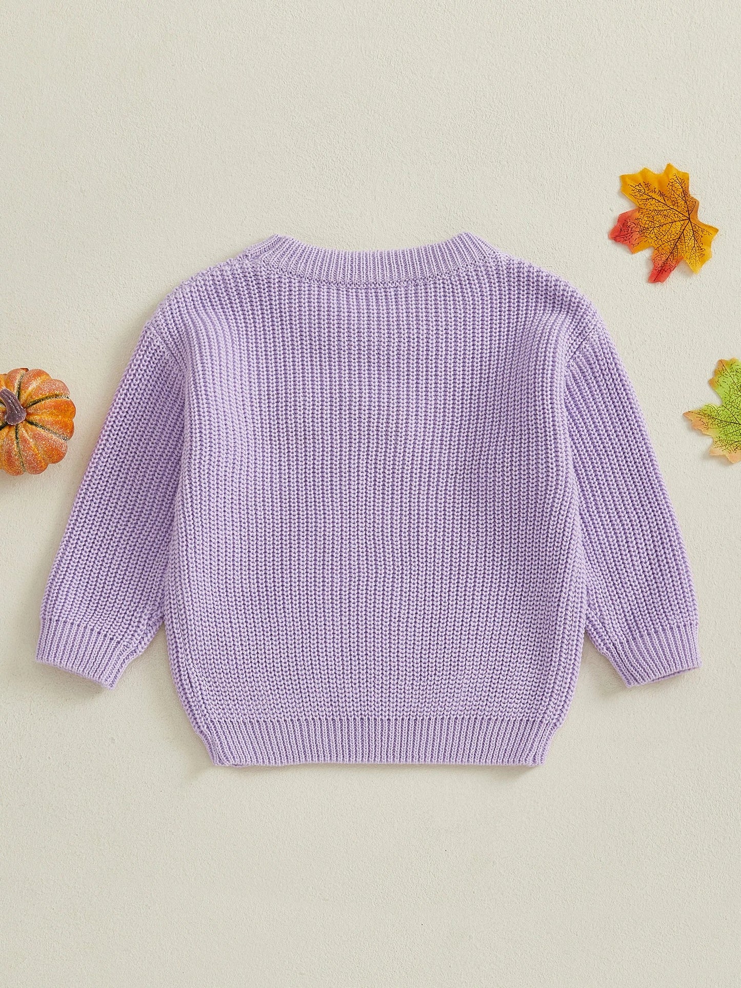 Baby Toddler Boys Girls Halloween Sweater Embroidery Boo Ribbed Crew Neck Long Sleeve Knitted Top for Fall