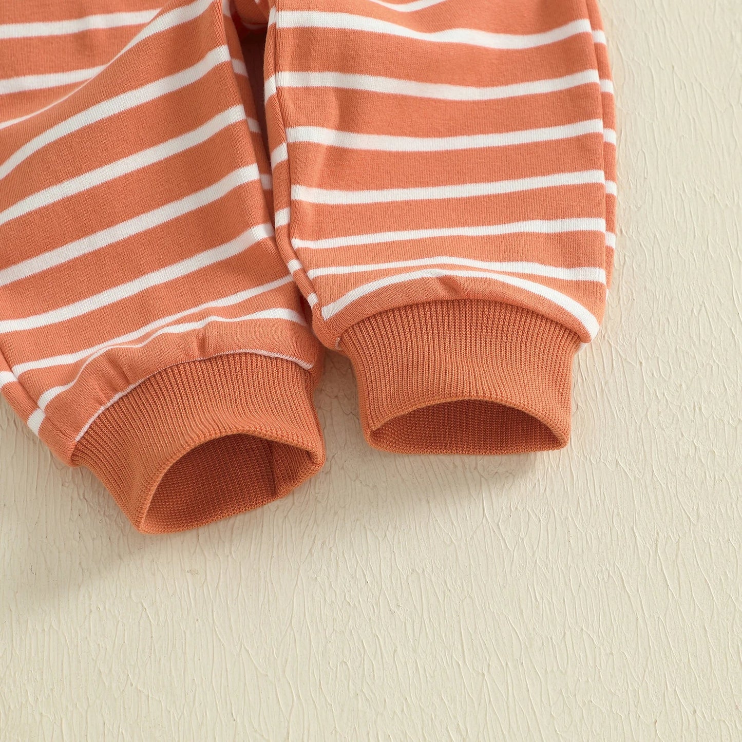 Baby Toddler Boys 2Pcs Halloween Outfit Stripe Pumpkin Embroidery Long Sleeve Top and Long Jogger Pants Clothes Set