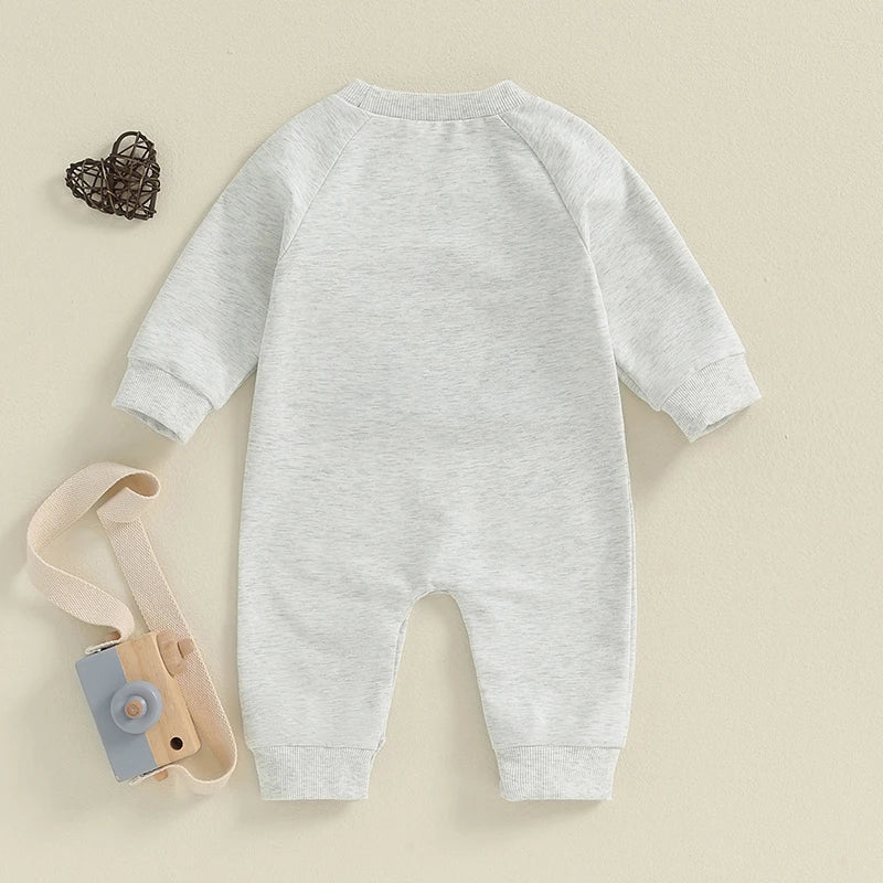 Baby Boys Mama's Boy / Little Dude Fall Romper Letter Embroidery Long Sleeve Crew Neck Full Length Jumpsuit