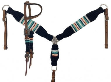 Showman One Ear Wool Argentina Cow Leather Headstall And Breast Collar