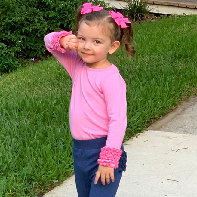 AnnLoren Baby Big Girls Boutique Long Sleeve Dark Pink Ruffle Layering T-shirt