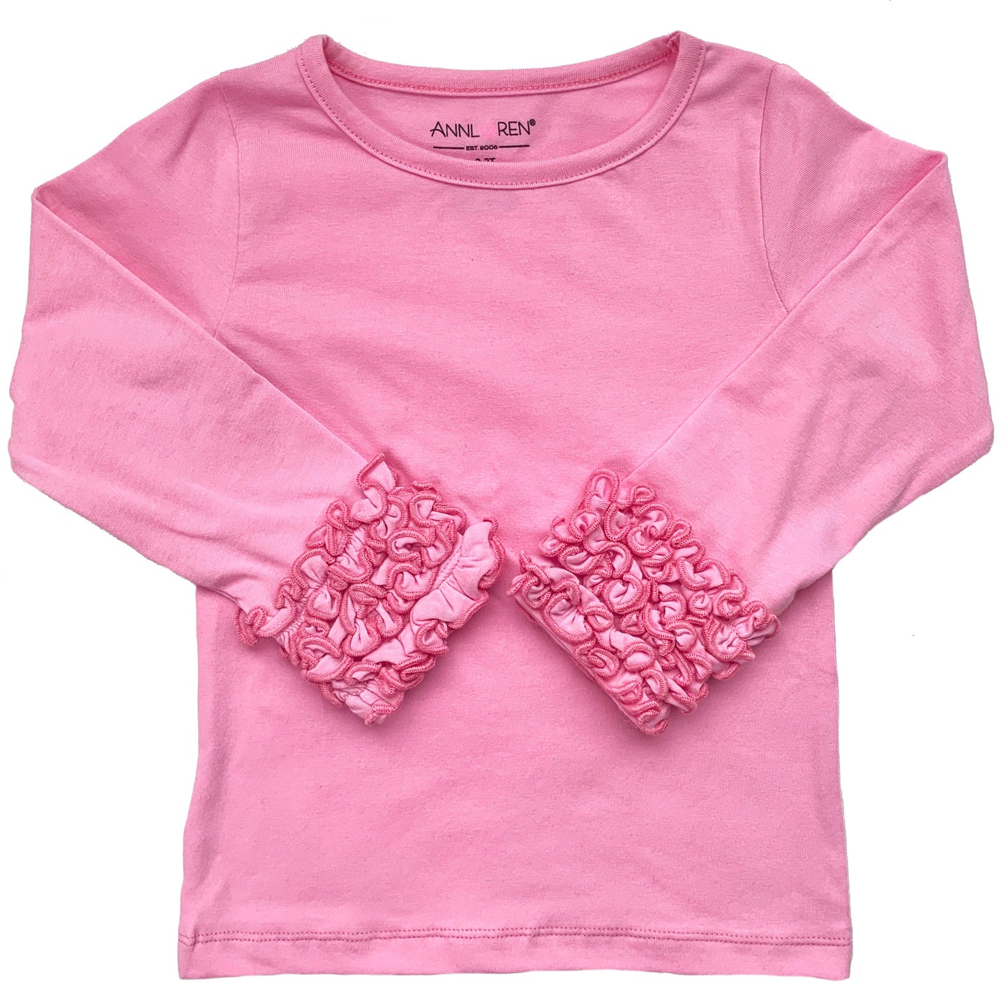 AnnLoren Baby Big Girls Boutique Long Sleeve Dark Pink Ruffle Layering T-shirt
