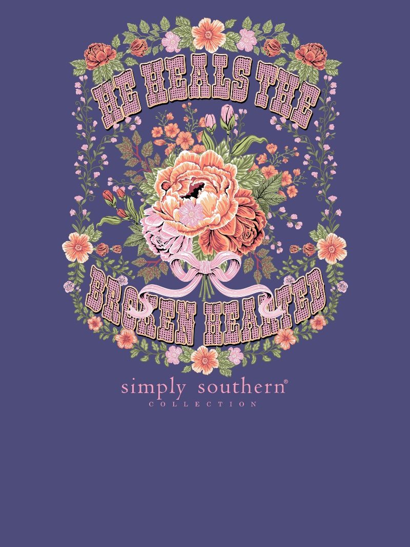 He Heals The Broken Hearted - Flowers - Bow - SS - F25 - Adult T-Shirt