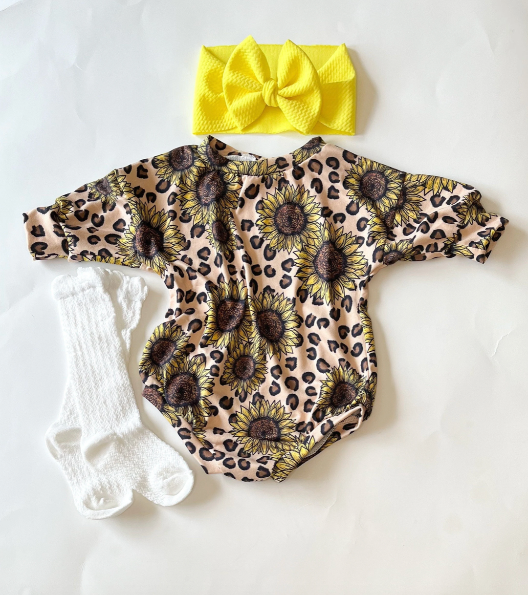 Cheetah Sunflower Sweater Romper