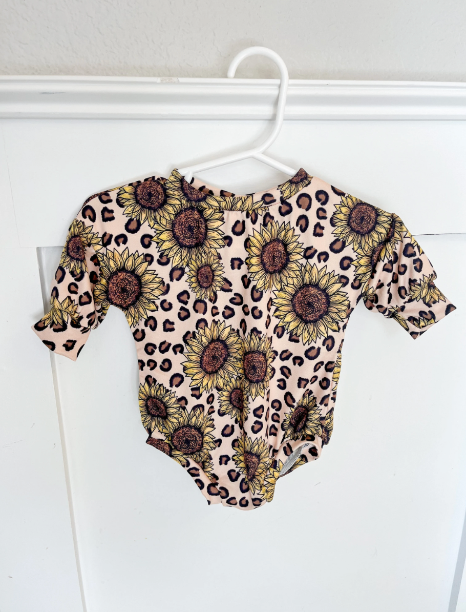 Cheetah Sunflower Sweater Romper