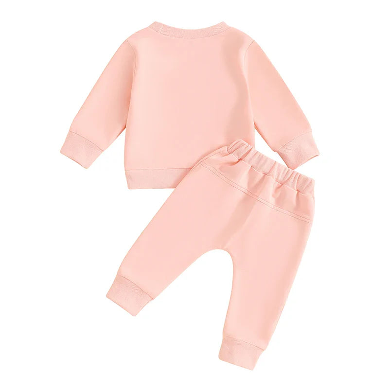 Baby Toddler Girls 2Pcs Halloween Outfit Bow Pumpkin Print Long Sleeve Top and Elastic Pants Set