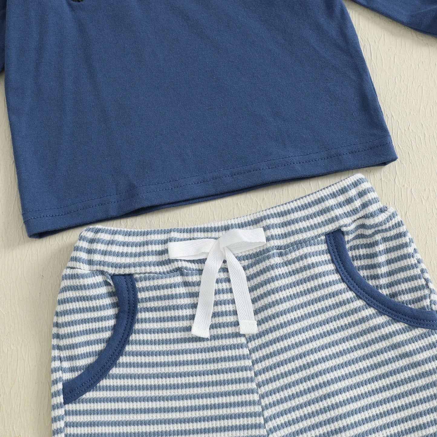 Baby Toddler Boys 2Pcs Outfit Car Embroidery Long Sleeve Top and Stripe Long Pants Clothes Set