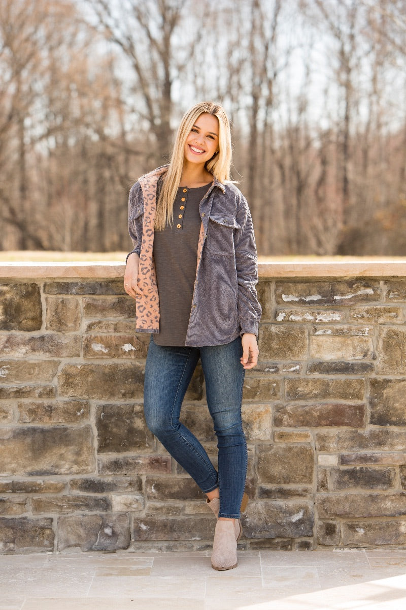Reversible Shacket - Jacket Leopard - F22 - Simply Southern