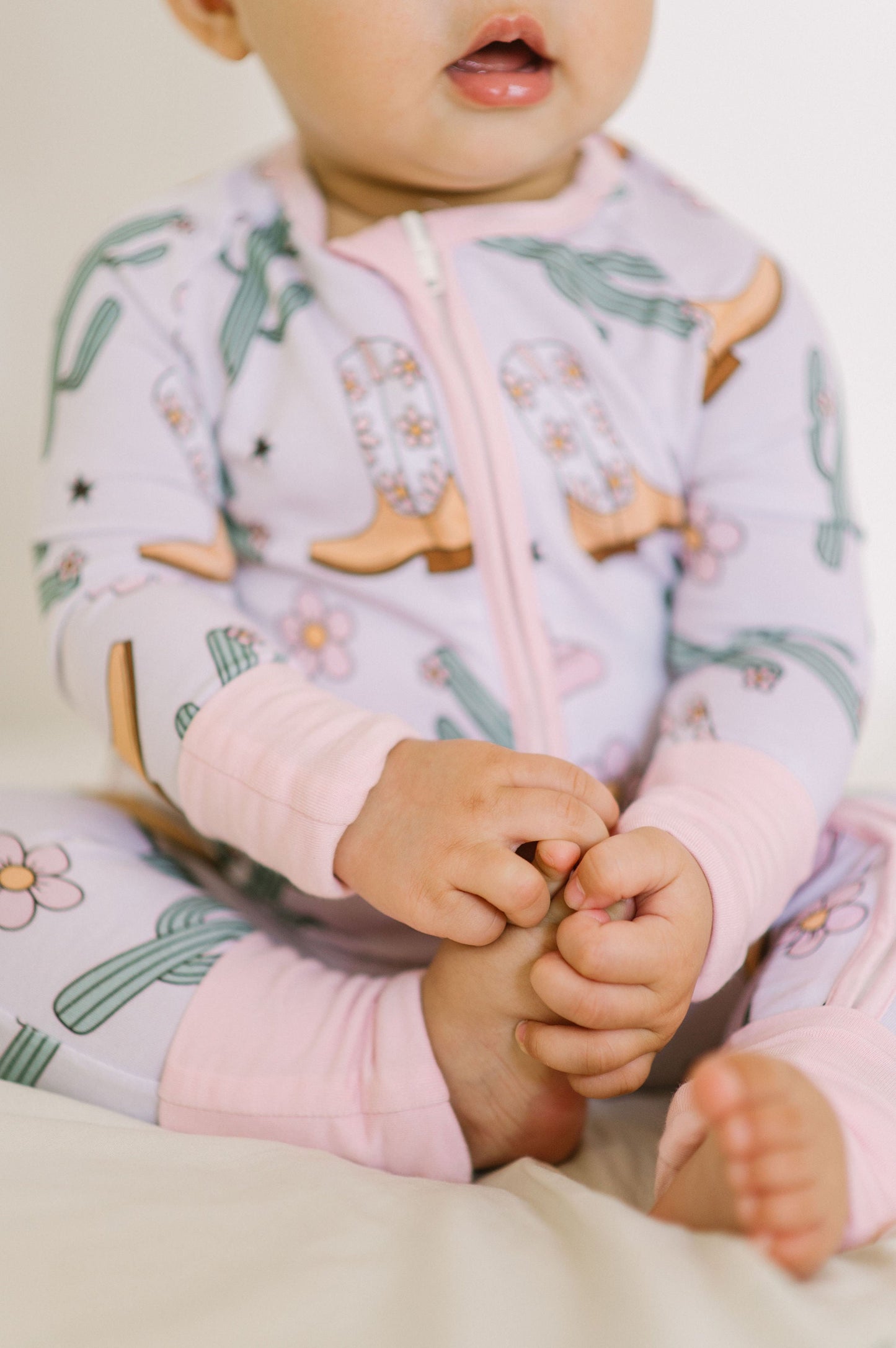 Pink Cowgirl Bamboo Zipper Romper