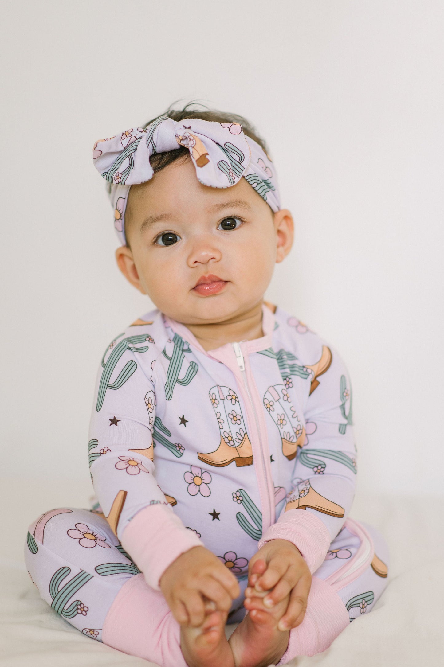 Pink Cowgirl Bamboo Zipper Romper
