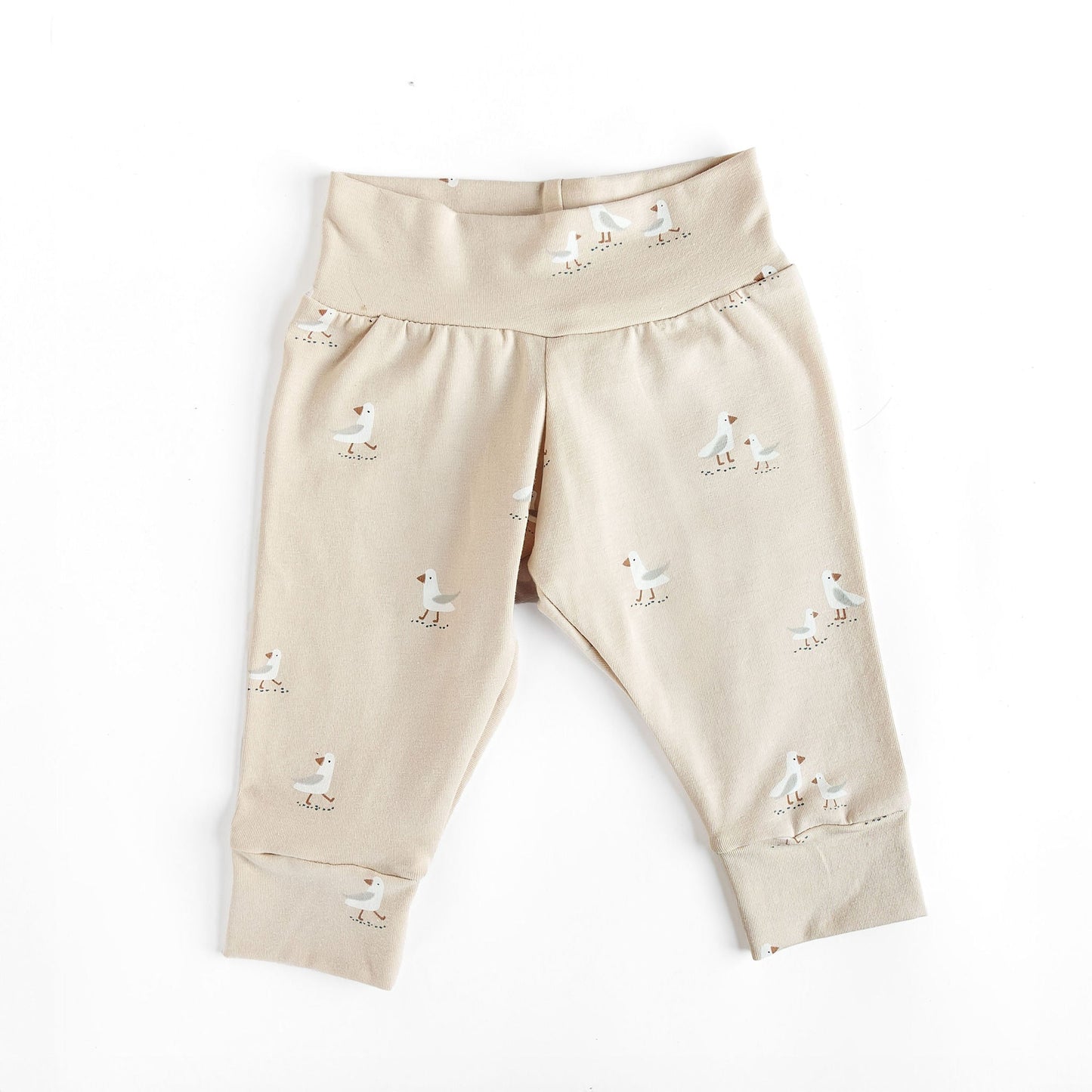 Seagulls on Tan Baby & Toddler Cotton Knit Leggings
