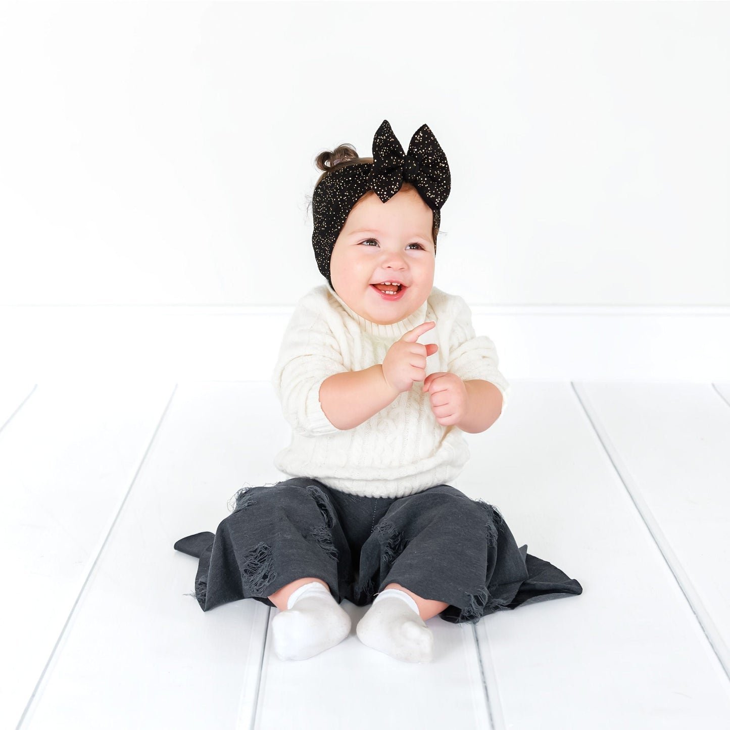 Distressed Denim Inspired Baby Bell Bottoms