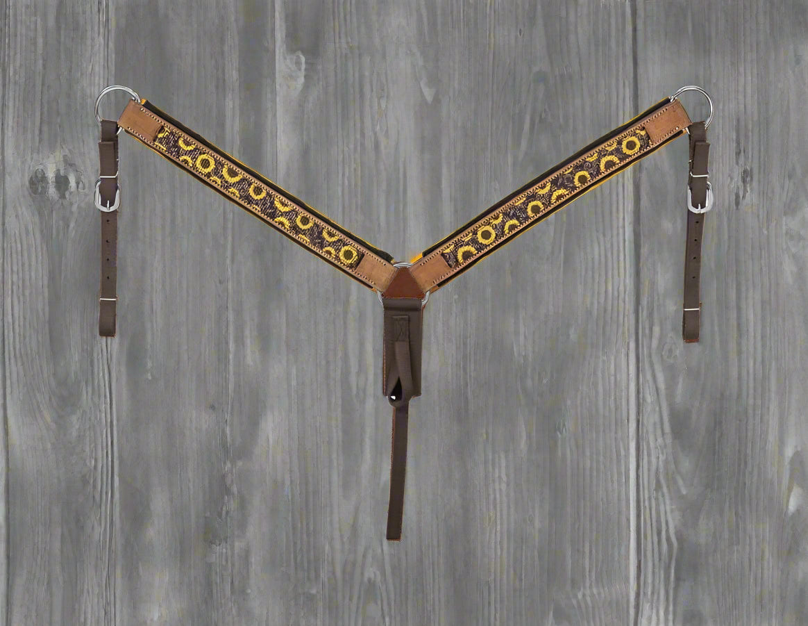 Tough 1 Printed Nylon Breast collar – Sunflower Tooled Design, Full Horse Size