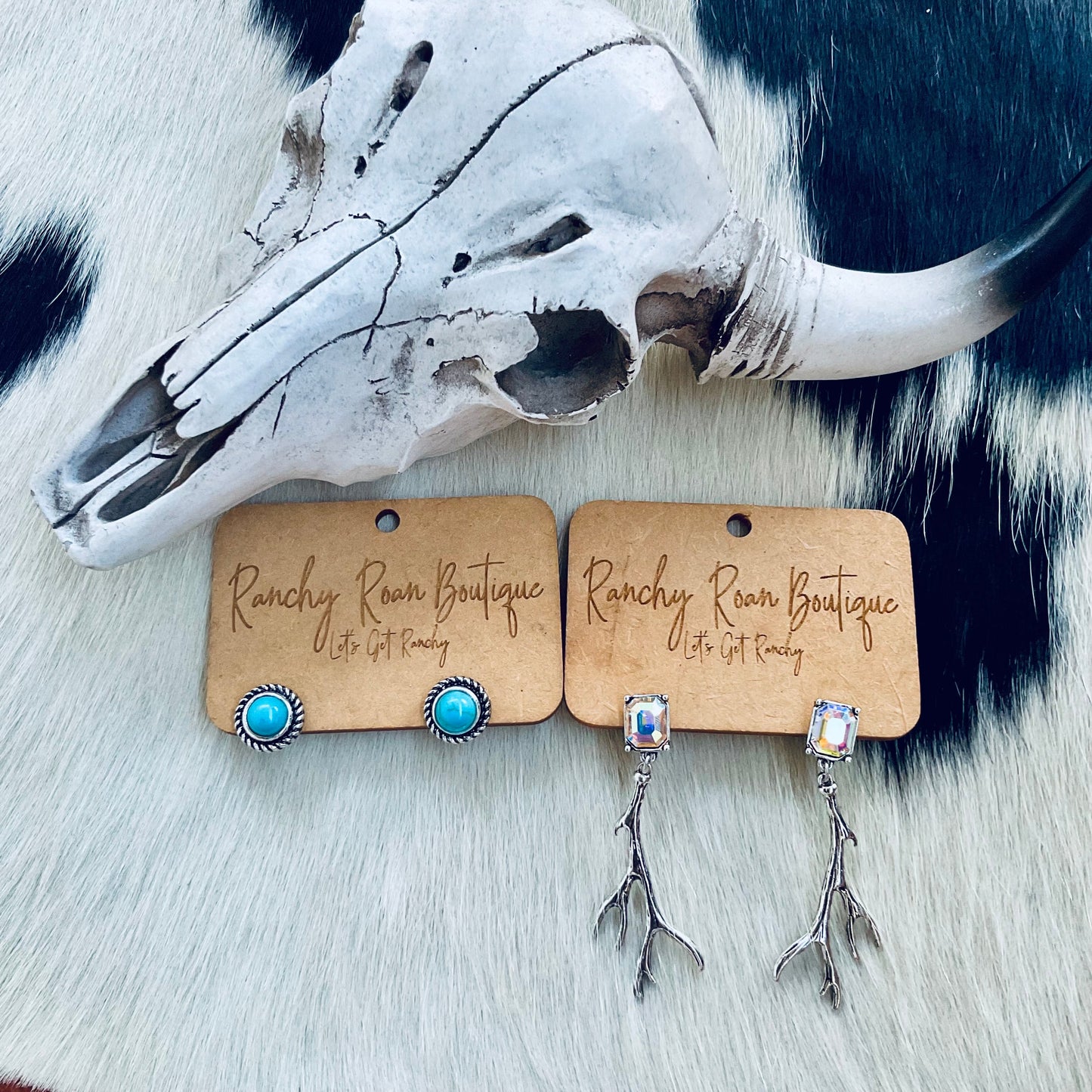 Western Design Turquoise Stone Stud Earrings
