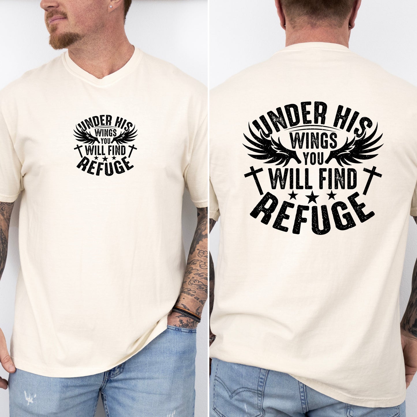 Under His Wings You Will Find Refuge, Christian, Jesus, Gospel, Religious Tshirt Comfort Colors T-Shirt