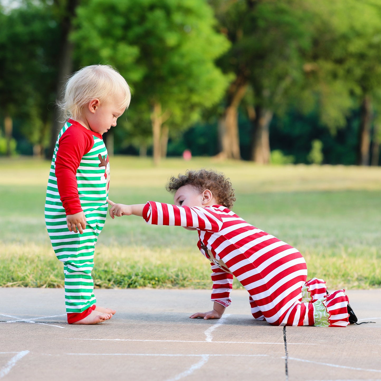 AnnLoren Baby Toddler Boys Unisex Long Sleeve Rudolf the Reindeer Christmas Romper