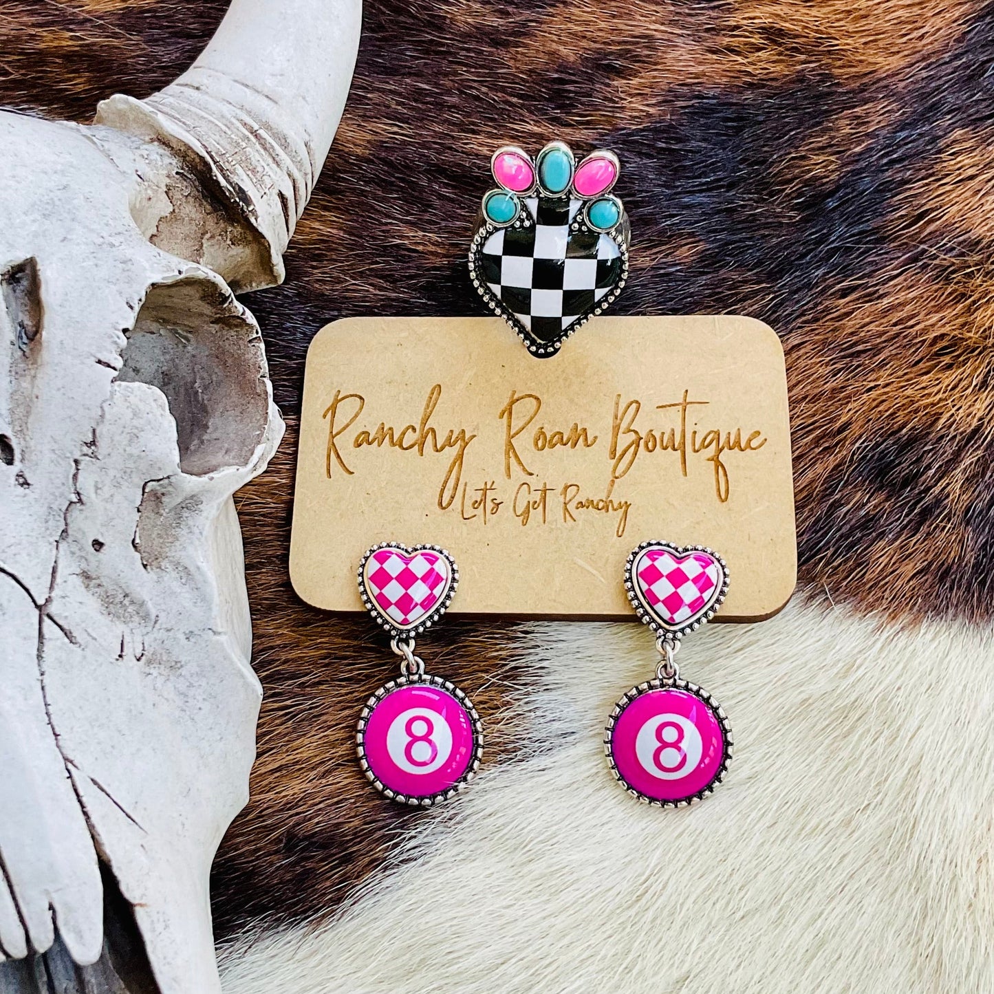 Western Checker Spade Stretch Ring