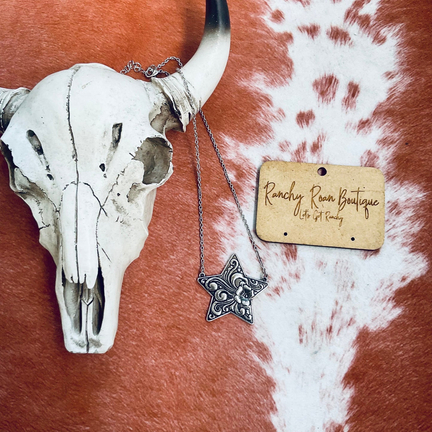 Western Floral Star Pendant Necklace
