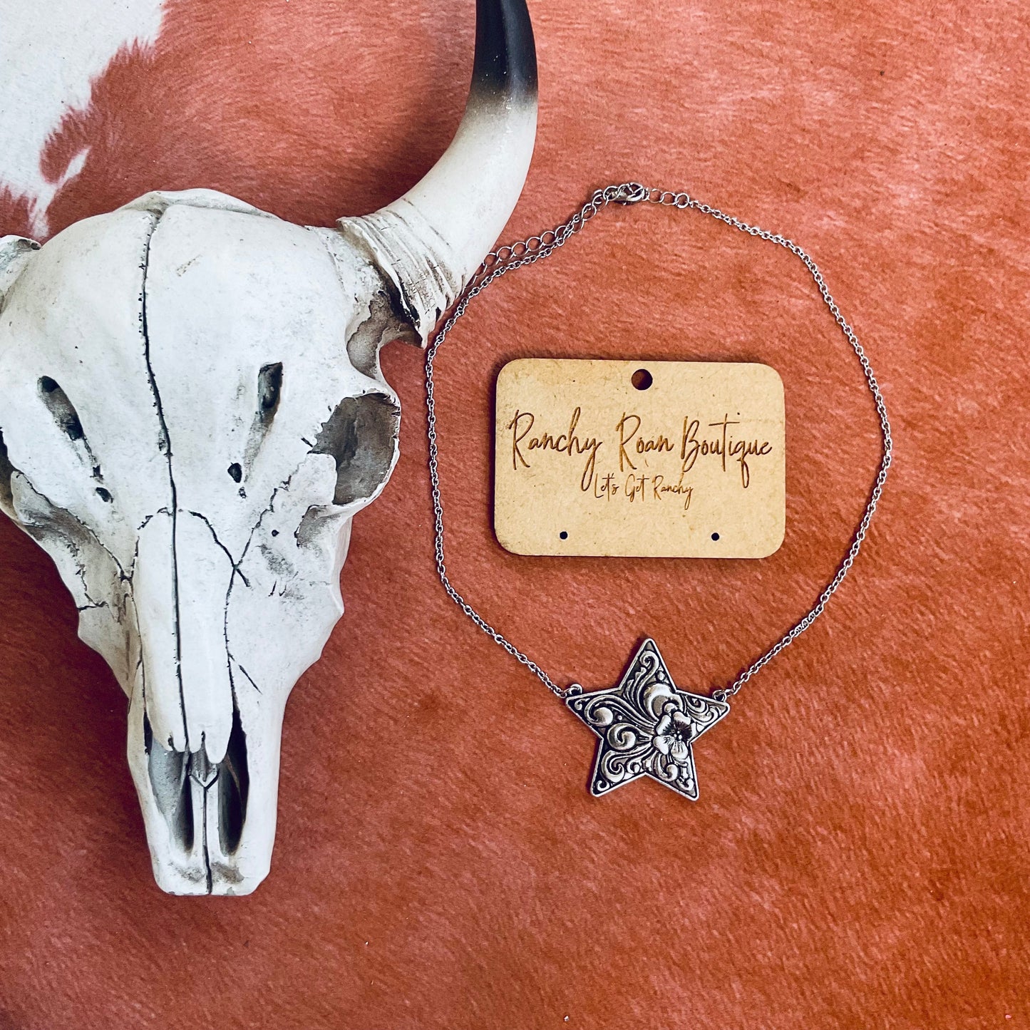 Western Floral Star Pendant Necklace
