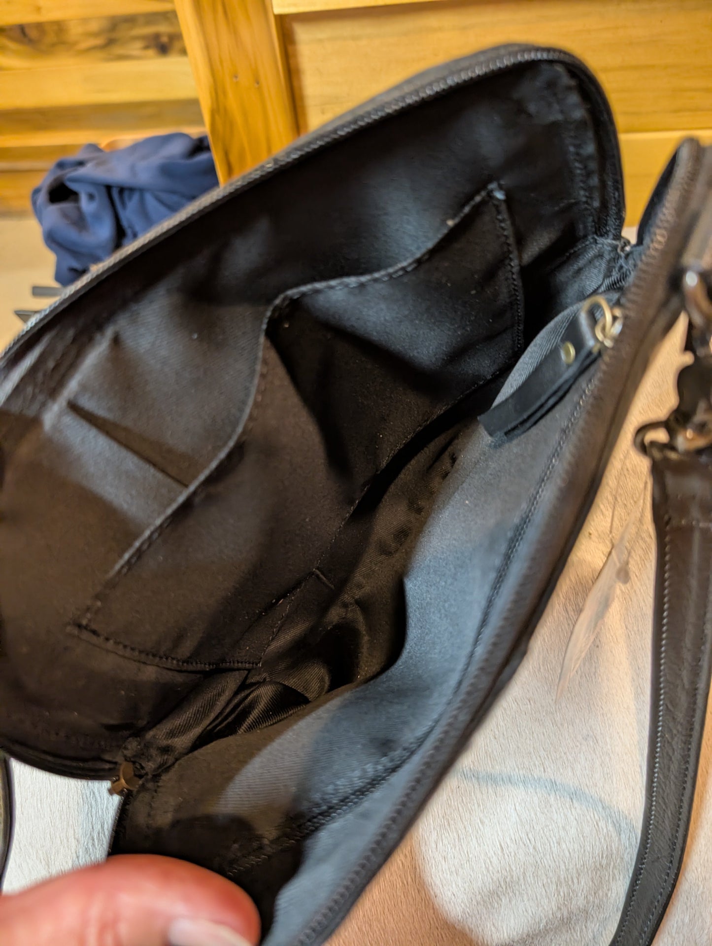 Genuine Leather Quilted Crossbody Black Purse