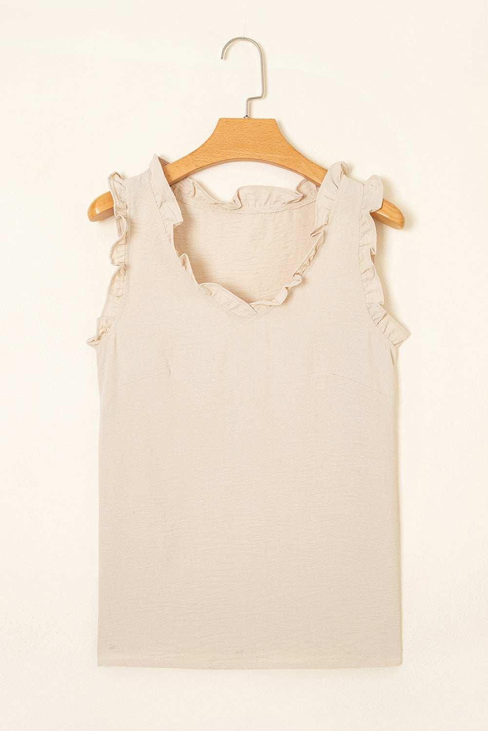 Textured Frilled Trim Sleeveless Top
