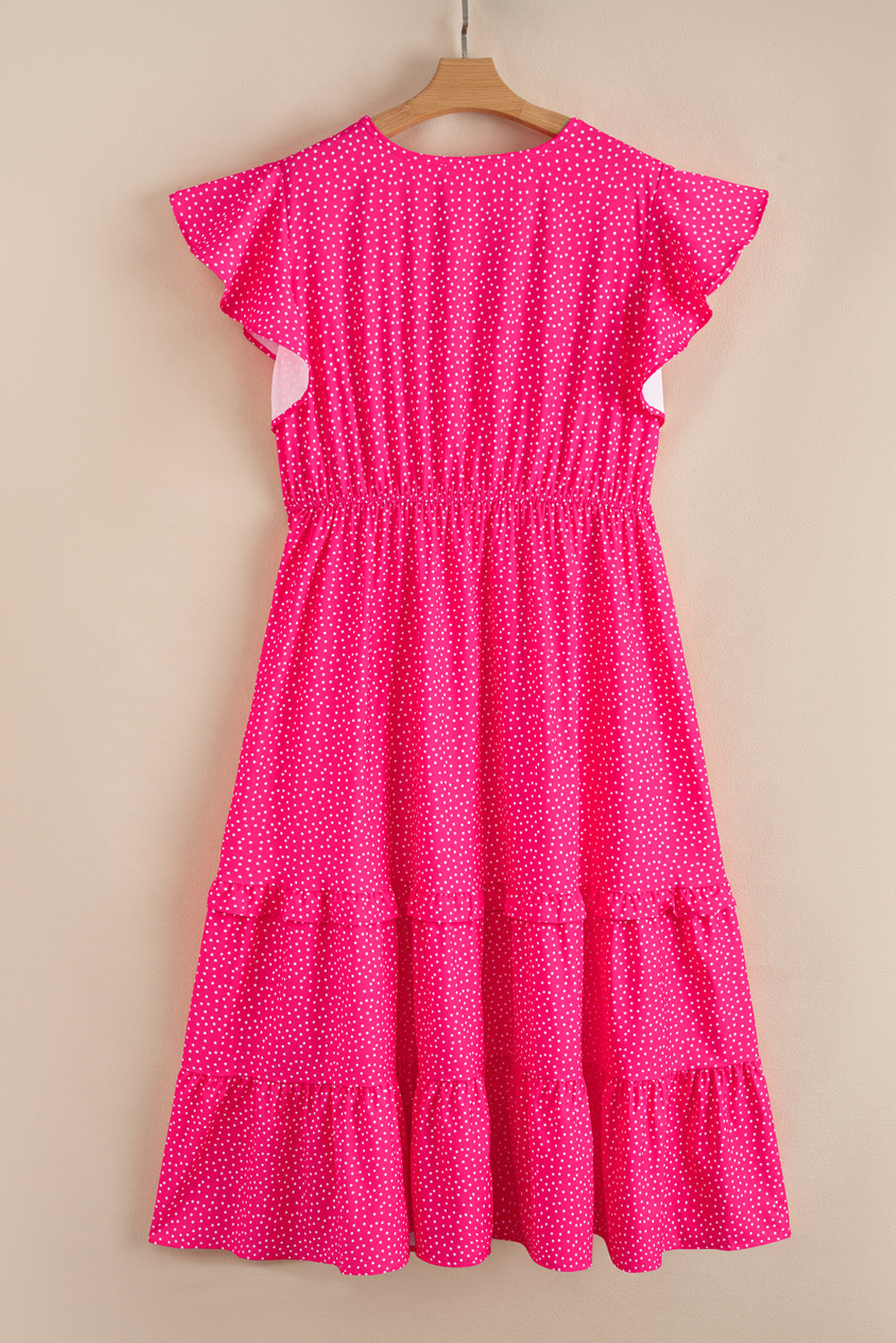 Plus Size Polka Dot V-Neck Midi Dress