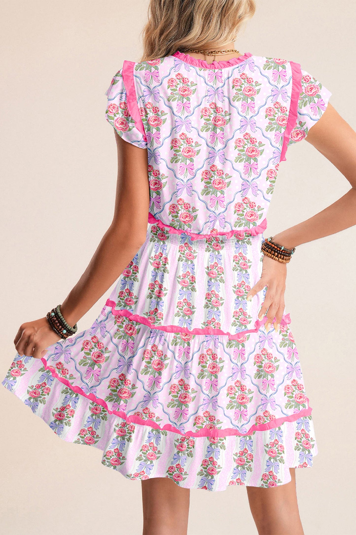Floral Ruffle Tiered Sleeveless Mini Dress