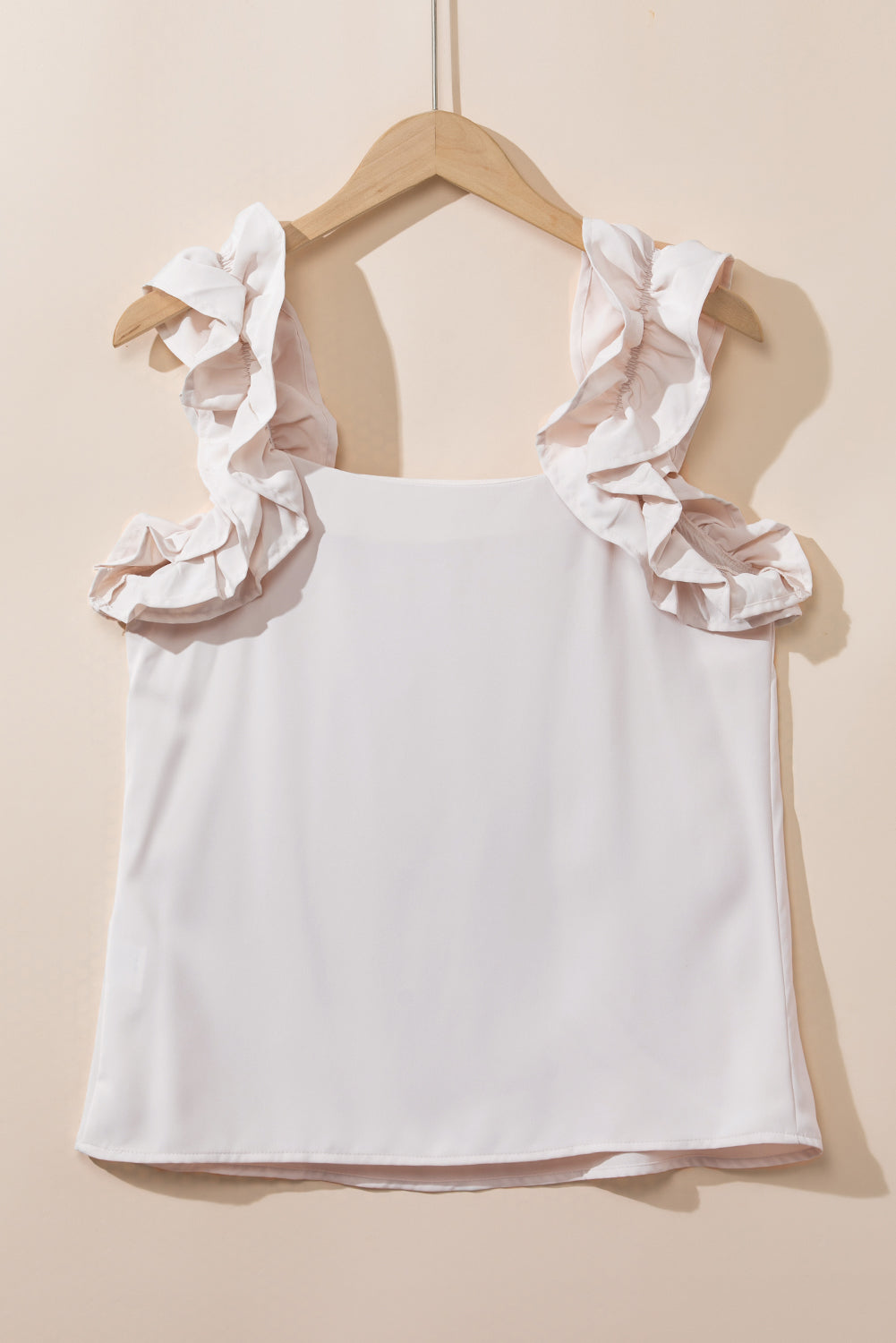 Solid Ruffle Trim Sleeveless Top