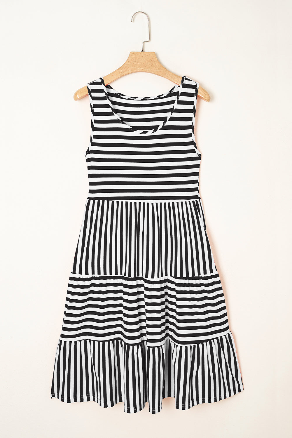 Stripe Sleeveless Tiered Mini Dress
