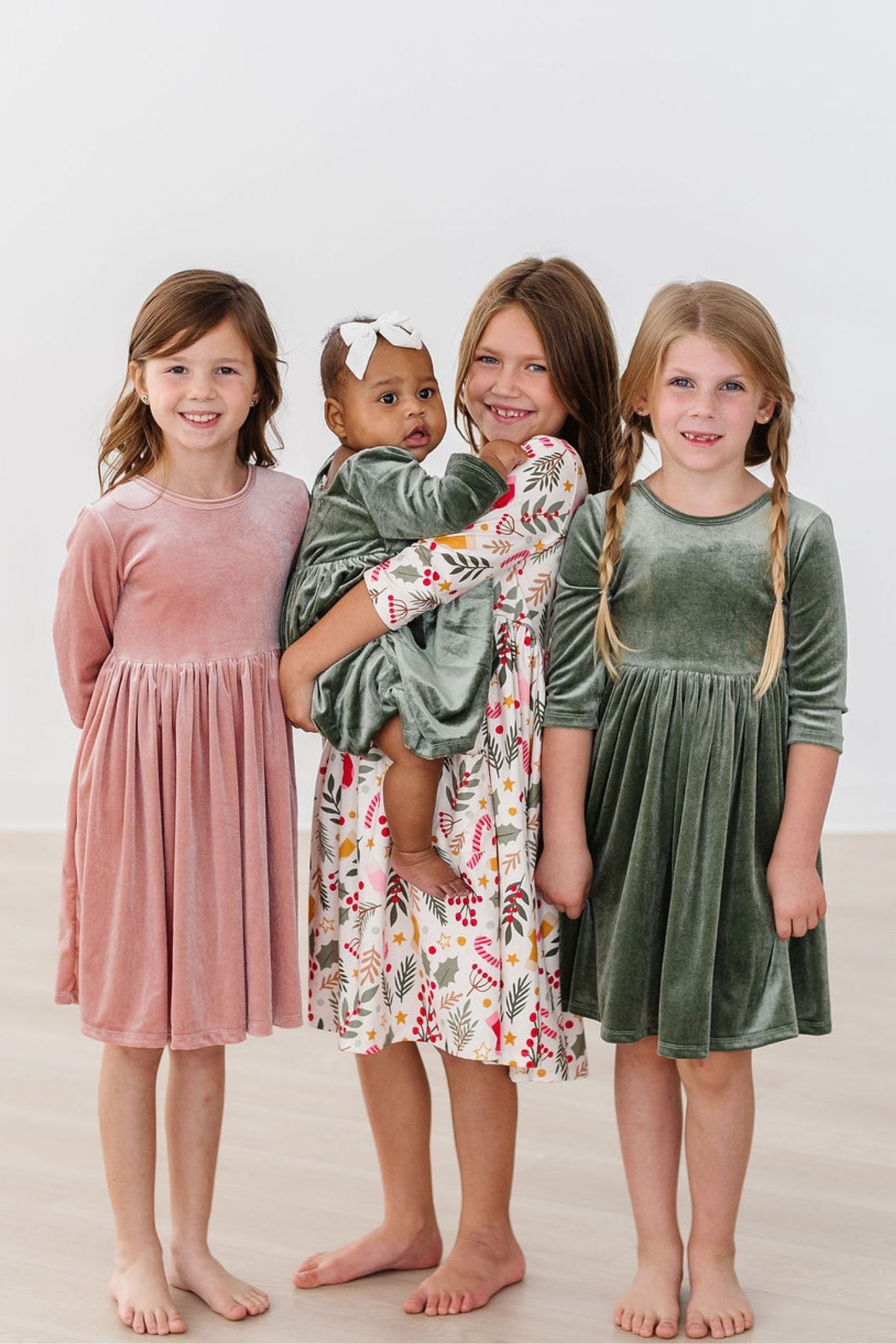 Sage Velvet Twirl Dress