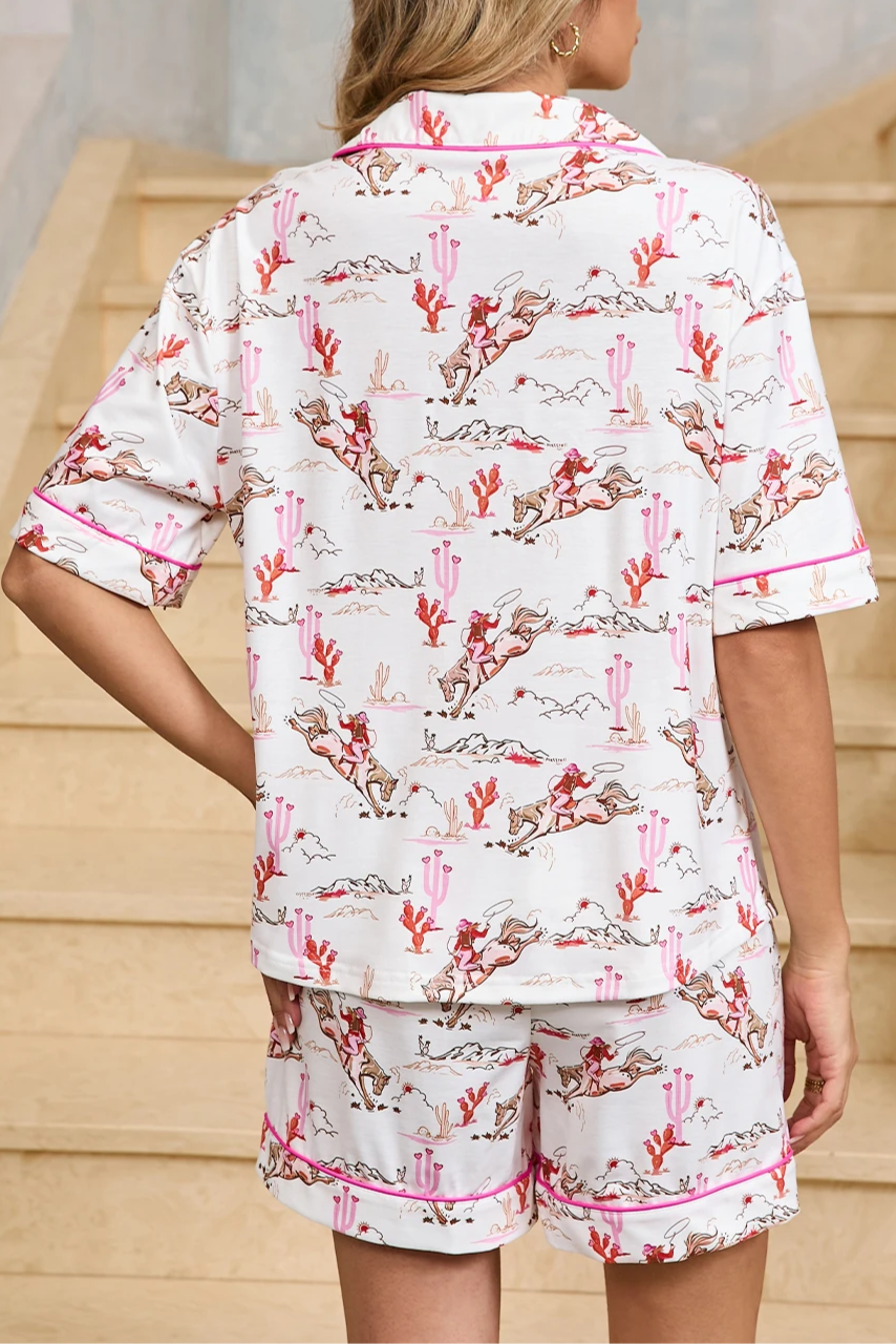 Western Cowgirl Top & Shorts Pajama Set