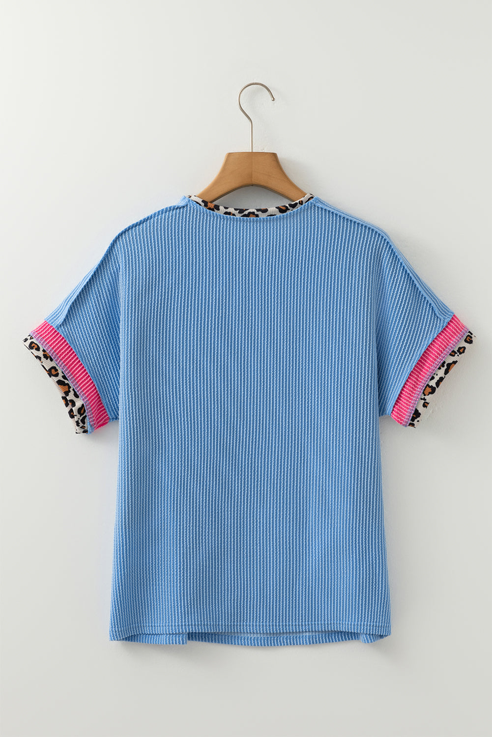 Leopard Colorblock Corded Knit T-Shirt