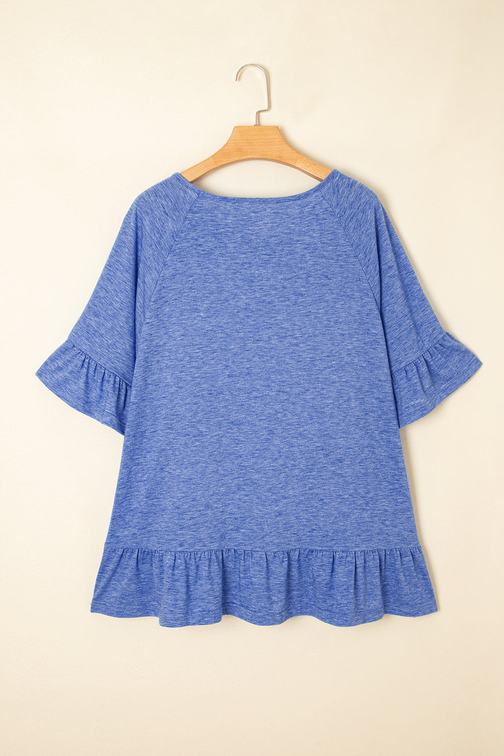 Plus Size Ruffle Raglan Short Sleeve Blouse