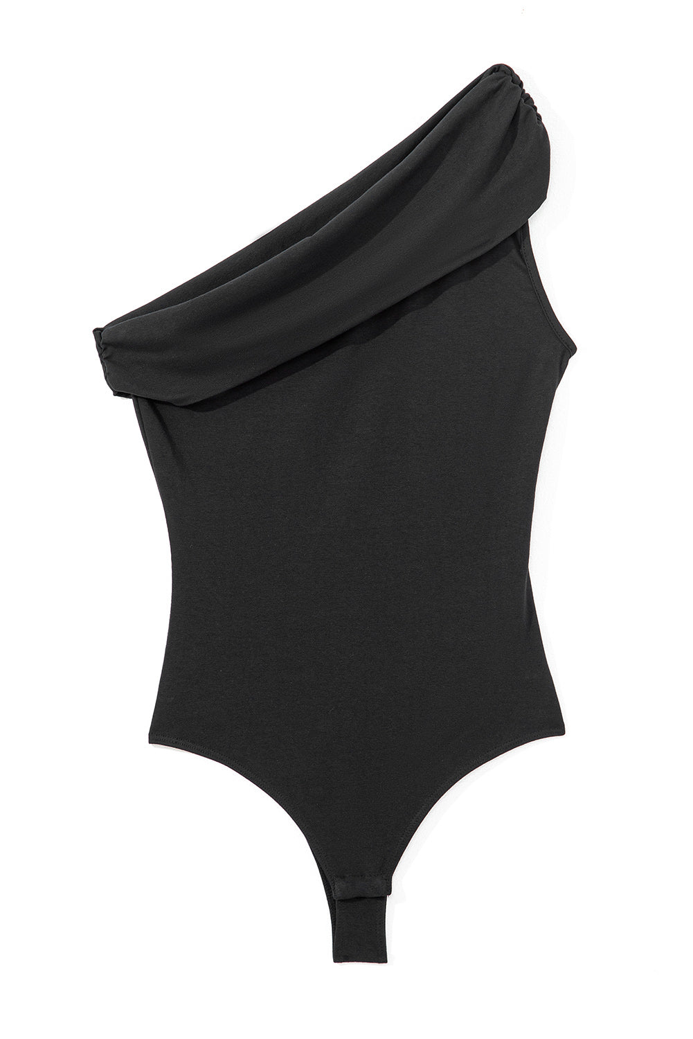 Solid Pleated One Shoulder Bodysuit