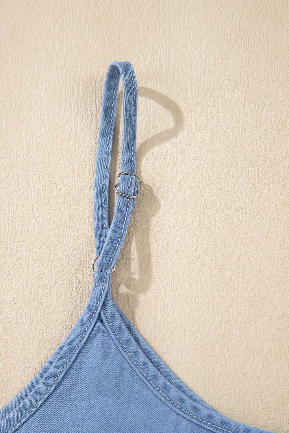 Ruffled Spaghetti Straps Denim Tank Top